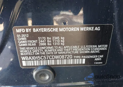 2012 BMW 528I xDrive from USA, damaged, VIN WBAXH5C57CDW08720
